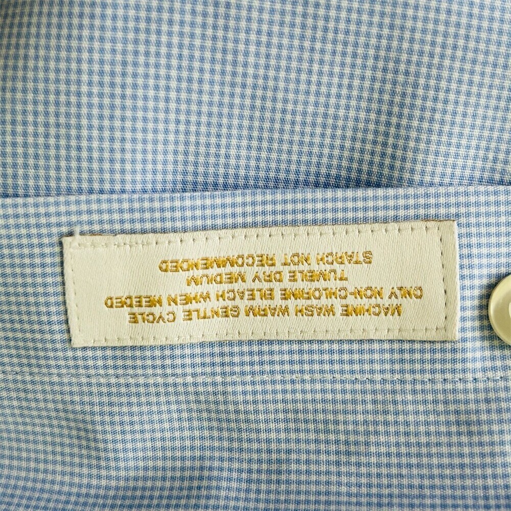 Roundtree & Yorke Dress Shirt Mens 17.5 34/35 Blue Micro Check Slim Fit - Picture 6 of 15